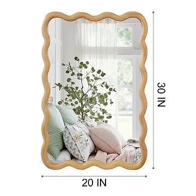 Wavy Rectangle Solid Wood Frame Decorative Wall Mirror