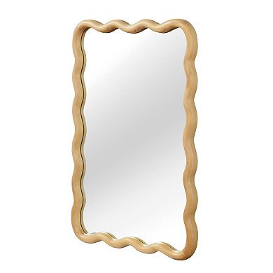 Wavy Rectangle Solid Wood Frame Decorative Wall Mirror