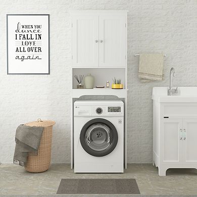 Over Toilet Storage Cabinet Adjustable Shelves Engineered Wood Bathroom Organizer