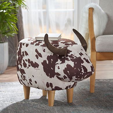 Cow Shaped Ottoman Footstool Modern Accent Stool for Indoor Outdoor Decor