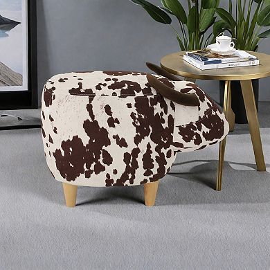 Cow Shaped Ottoman Footstool Modern Accent Stool for Indoor Outdoor Decor