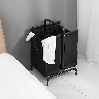 Two tier laundry hamper 110 liter with lid and sorting cards removable bags