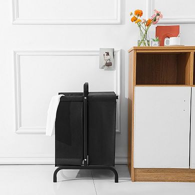 Two tier laundry hamper 110 liter with lid and sorting cards removable bags