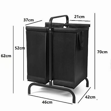 Two tier laundry hamper 110 liter with lid and sorting cards removable bags