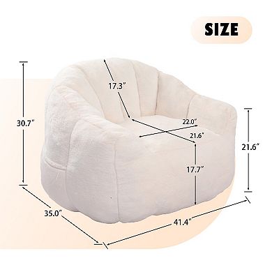 Memory Foam Bean Bag Sofa Chair with Armrests Removable Cover for Adults