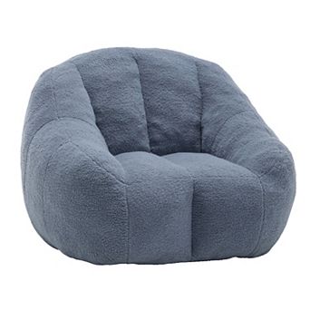 Faux Fur Memory Foam Bean Bag Chair with Armrests for Living Room Dorm