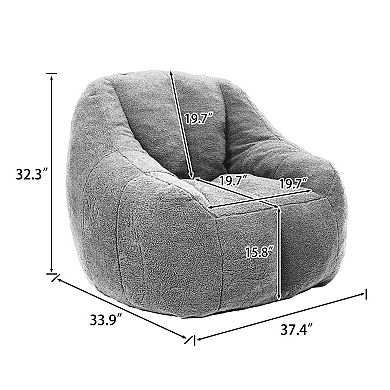 Faux Fur Memory Foam Bean Bag Chair with Armrests for Living Room Dorm