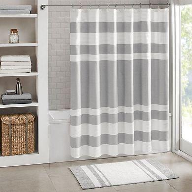 Waffle Weave Shower Curtain with Water Repellent Treatment