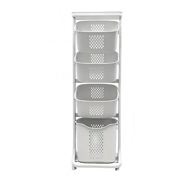 4 Tier Laundry Hamper Sorter with Rolling Removable Baskets and Wheels