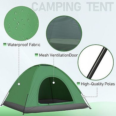 3 to 4 Person Camping Dome Tent with Waterproof Floor