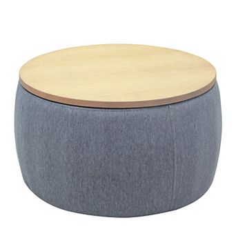 Round Storage Ottoman Two in One End Table and Footstool