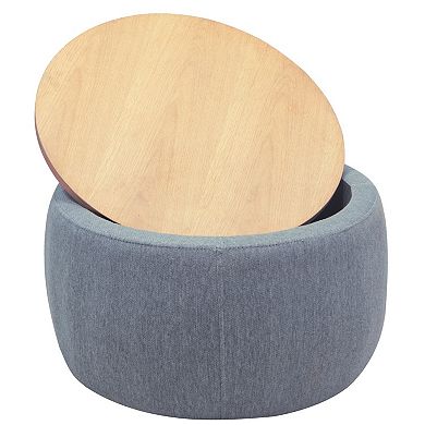 Round Storage Ottoman Two in One End Table and Footstool