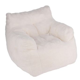 Teddy Fabric Tufted Foam Bean Bag Chair with Memory Foam and Ergonomic Backrest