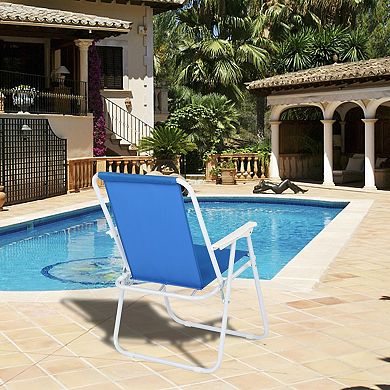 Oxford Cloth Iron Outdoor Folding Beach Chair Portable