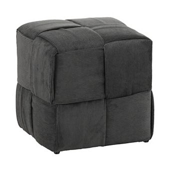 Square Corduroy Upholstered Ottoman Foot Rest with Soft Cushioned Top