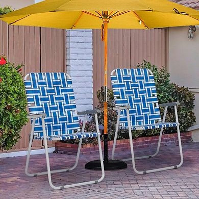 2 Pack Folding Beach Chair Steel Tube PP Webbing 120kg Capacity