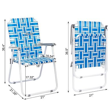 2 Pack Folding Beach Chair Steel Tube PP Webbing 120kg Capacity