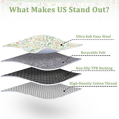 Modern Spring Floral Low Pile Area Rugs Indoor Durable Non Slip