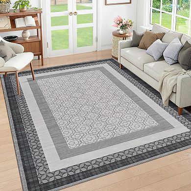 Modern Geometric Pattern Area Rugs Low Pile Stain Resistant Indoor Carpet