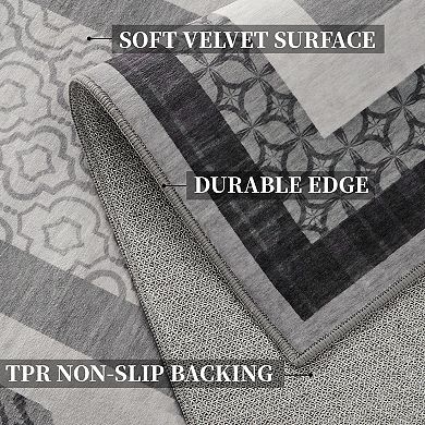 Modern Geometric Pattern Area Rugs Low Pile Stain Resistant Indoor Carpet