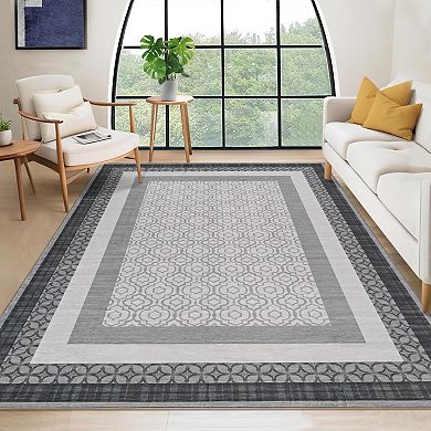 Modern Geometric Pattern Area Rugs Low Pile Stain Resistant Indoor Carpet