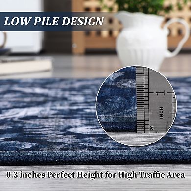 Vintage Floral Area Rugs Low Pile Stain Resistant Indoor Carpet