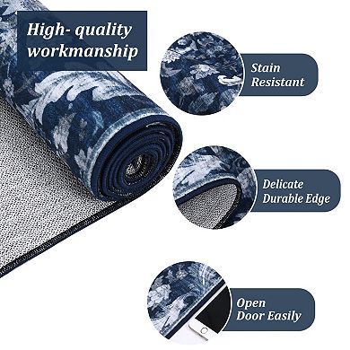 Vintage Floral Area Rugs Low Pile Stain Resistant Indoor Carpet