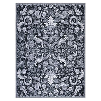 Vintage Floral Area Rugs Low Pile Stain Resistant Indoor Carpet