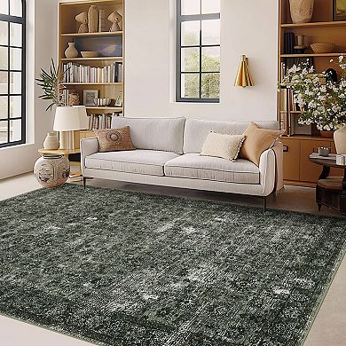 Traditional Vintage Floral Area Rugs Boho Low Pile Indoor Carpet