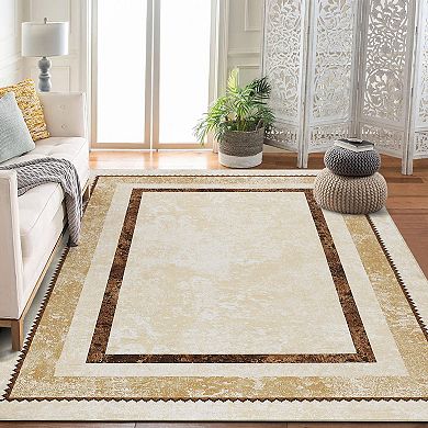 Modern Geometric Low Pile Area Rugs Stain Resistant Indoor Carpet