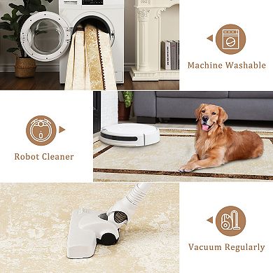 Modern Geometric Low Pile Area Rugs Stain Resistant Indoor Carpet