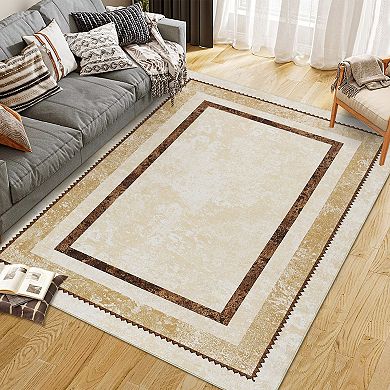Modern Geometric Low Pile Area Rugs Stain Resistant Indoor Carpet