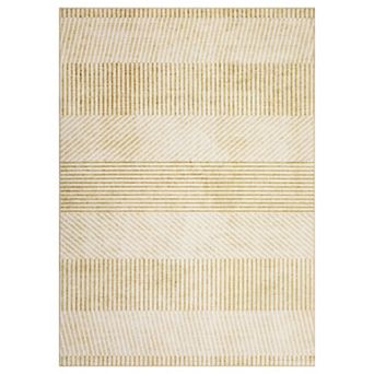 Modern Line Pattern Area Rugs Low Pile Stain Resistant Indoor Carpet