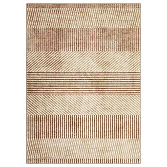 Modern Line Pattern Area Rugs Low Pile Stain Resistant Indoor Carpet