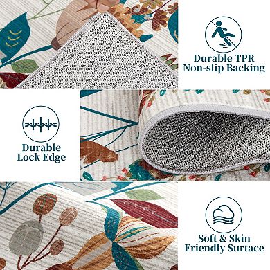 Modern Floral Bird Area Rugs Low Pile Indoor Durable Non Slip Carpet