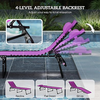 Outsunny 2 Chaise Lounge Pool Chairs, Folding, Reclining,