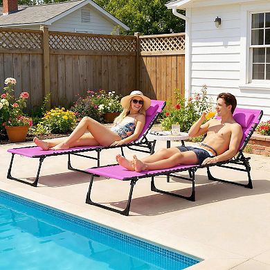 Outsunny 2 Chaise Lounge Pool Chairs, Folding, Reclining,