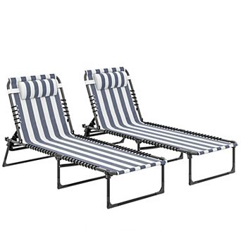 Outsunny 2 Chaise Lounge Pool Chairs, Folding, Reclining