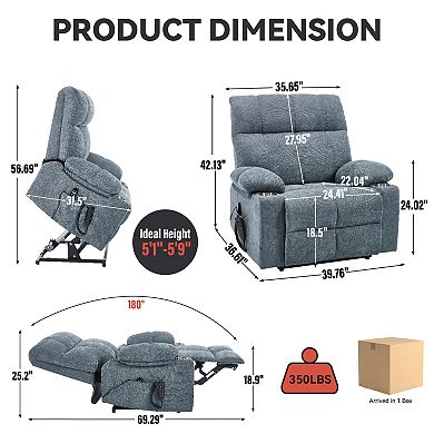 Merax Motor Infinite Position Up to 350 LBS Chenille Power Lift Recliner Chair