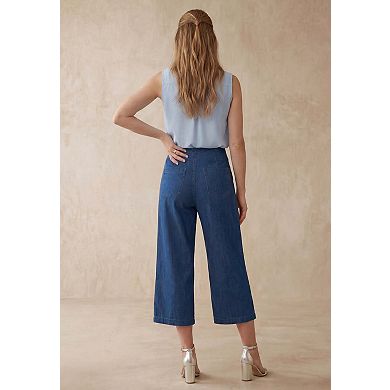 Jessica London Women's Plus Size Sculpt Fit Wide-Leg Crop Jeans