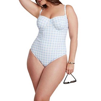 ELOQUII Women's Plus Size Gingham One Piece