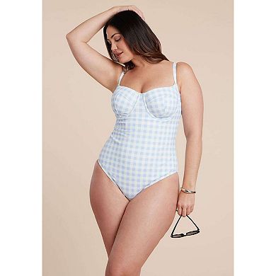ELOQUII Women's Plus Size Gingham One Piece