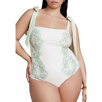 ELOQUII Women's Plus Size Tie Strap One Piece