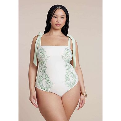 ELOQUII Women's Plus Size Tie Strap One Piece