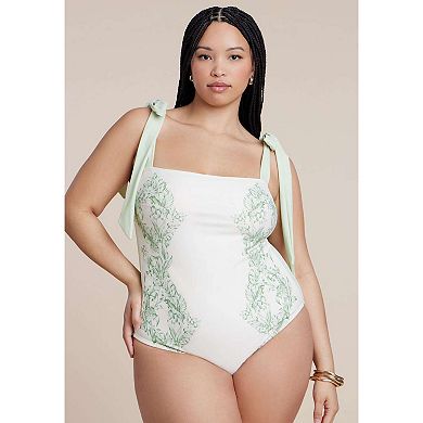 ELOQUII Women's Plus Size Tie Strap One Piece