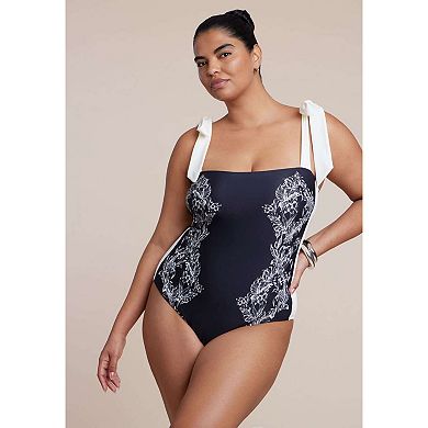 ELOQUII Women's Plus Size Tie Strap One Piece