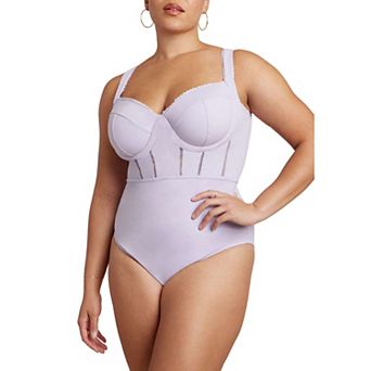 ELOQUII Women's Plus Size Lace Detail Corset One Piece