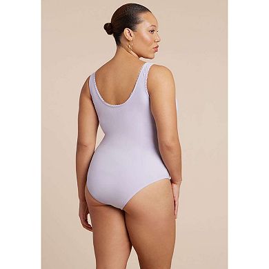 ELOQUII Women's Plus Size Lace Detail Corset One Piece