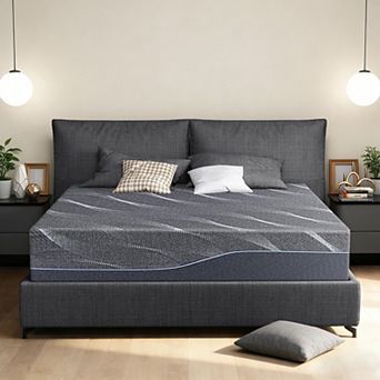 Opoiar 14-Inch Memory Foam Mattress with Firm Cooling Gel Design and Gray Reversible Cover