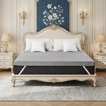 Opoiar 3-Inch Extra Firm Memory Foam Mattress Topper Washable Cover Non-Slip